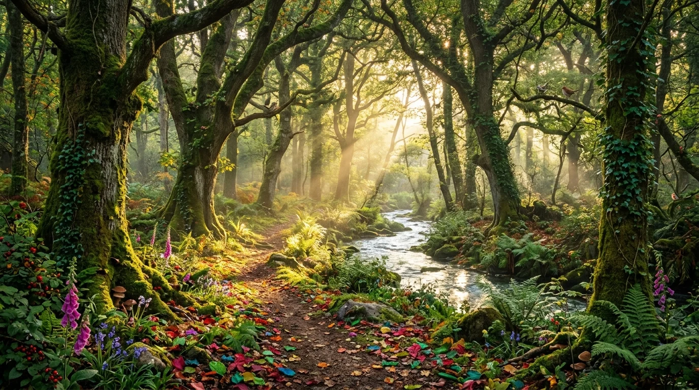 beautiful similes for forest scenes