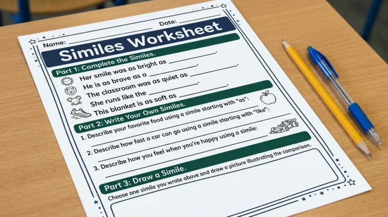 similes worksheet